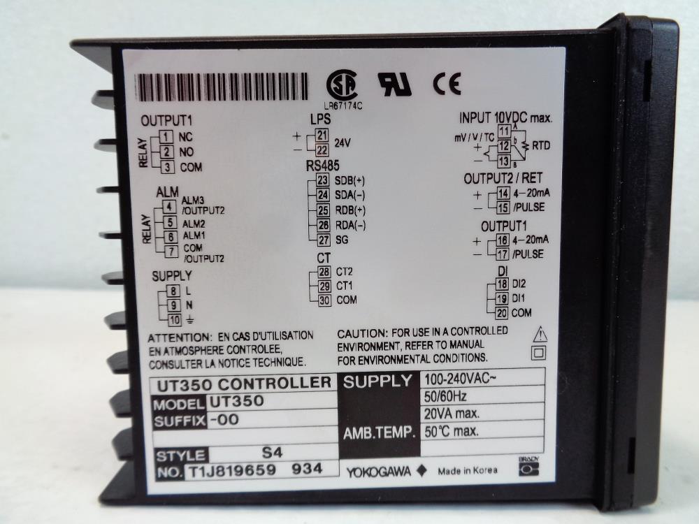 Yokogawa Digital Indicating Temperature Controller UT350